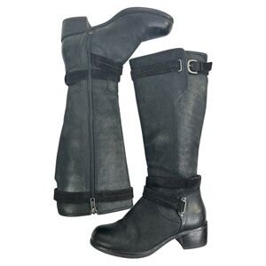 UGG AUSTRALIA WOMEN’S DARCIE BLACK LEATHER KNEE HIGH RIDING BOOTS SZ 6